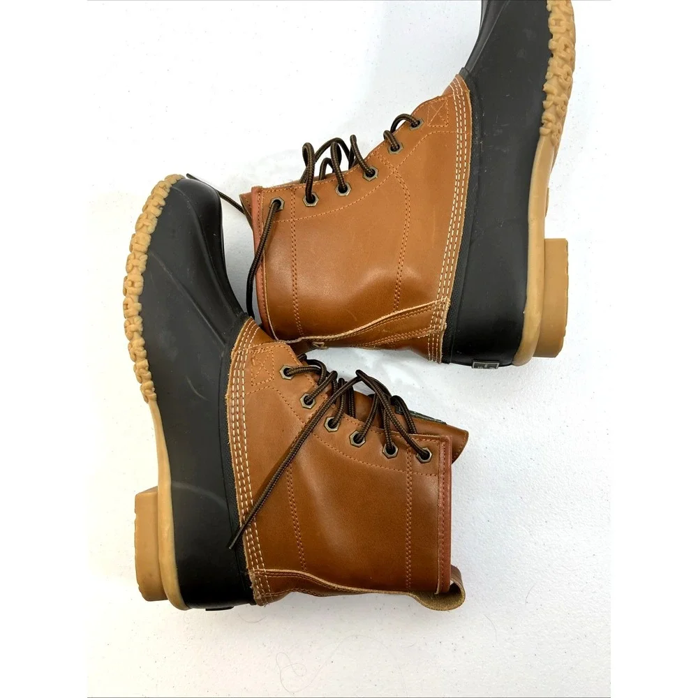 GH Bass & Co Men's Mallard Duck Rain Boot Waterproof Brown Leather Size 10